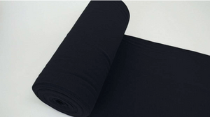 Lillestoff Black jersey ribbing on a roll unrolling