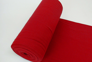 Roll of Lillestoff organic cotton jersey ribbing in red