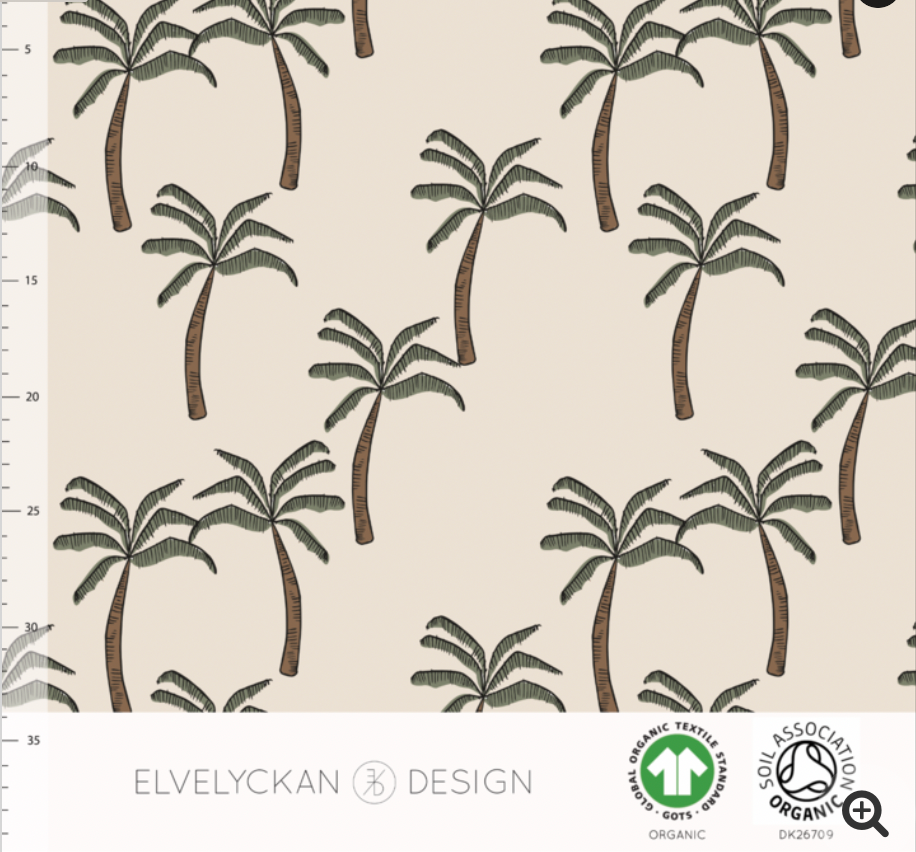 Elvelyckan Palms Creme Organic Cotton Jersey Knit