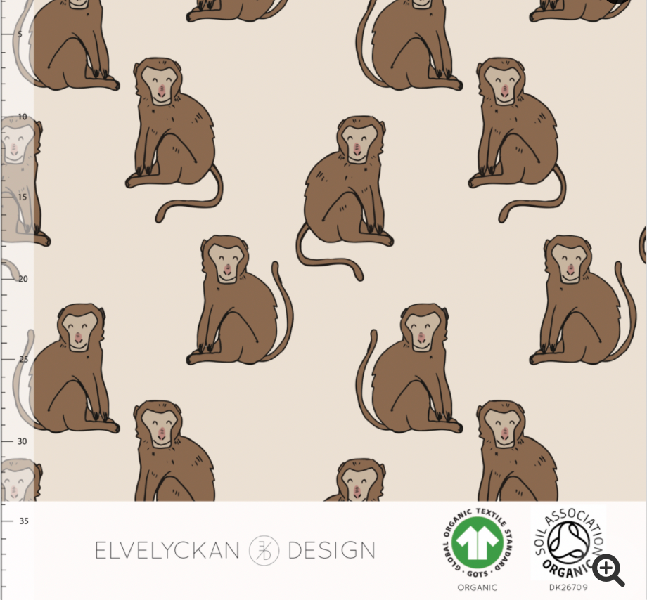 Elvelyckan Monkey Creme Organic Cotton Jersey Knit