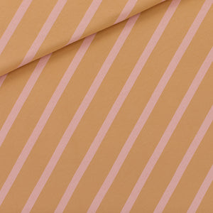 Photo of See You At Six Diagonals XL French Terry Fabric in Fenugreek Brown with a pink diagonal stripe 