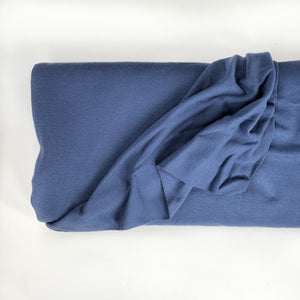 Tygdrömmar steel blue organic jersey knit rib fabric