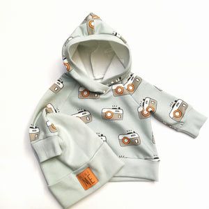 hoodie made from Olabela Cameras Mint French Terry Cotton fabric