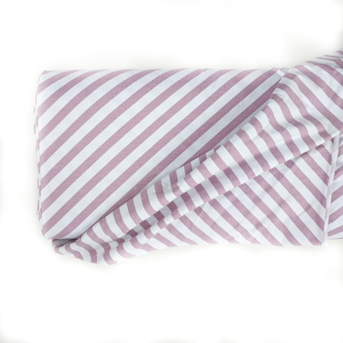 Stock image of Tygdrommar Lilac Mauve Diagonal Stripe Organic Cotton Jersey Knit - white and lilac mauve diagonal stripe