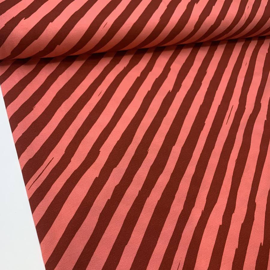 Swafing Diagonal stripes blood orange/coral French Terry cotton fabric